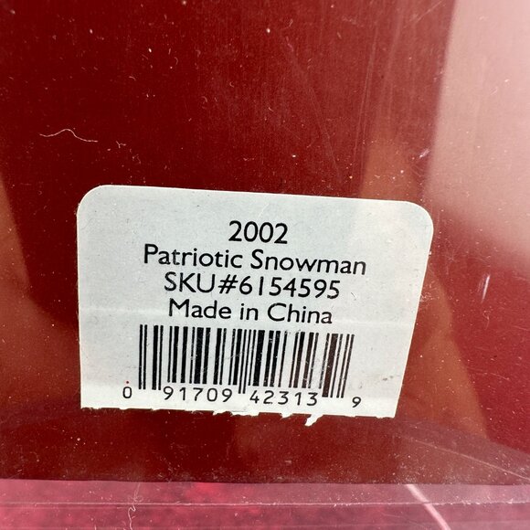 LENOX PATRIOTIC SNOWMAN 4" PORCELAIN CHRISTMAS TREE ORNAMENT, HAND PAINTED - Picture 7 of 8